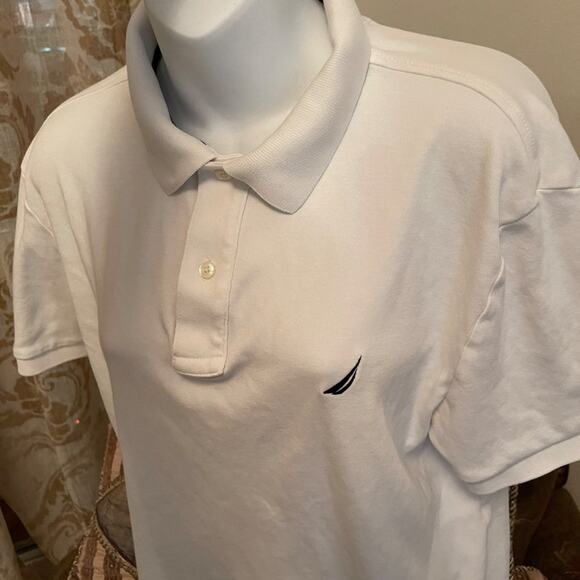 Nautica Men White Button Down Cotton Polo Shirt Size Large #67835 - Picture 2 of 7